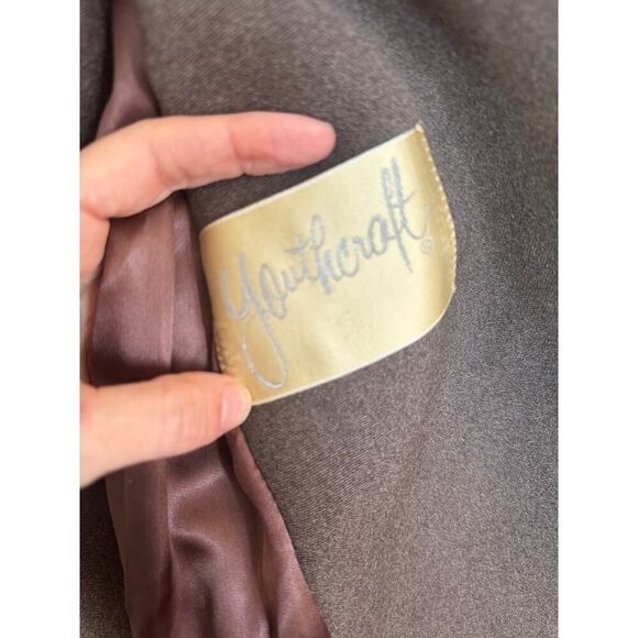 Vintage Youthcraft Brown Textured Coat Butterfly Collar Silk Lined - Picture 6 of 6